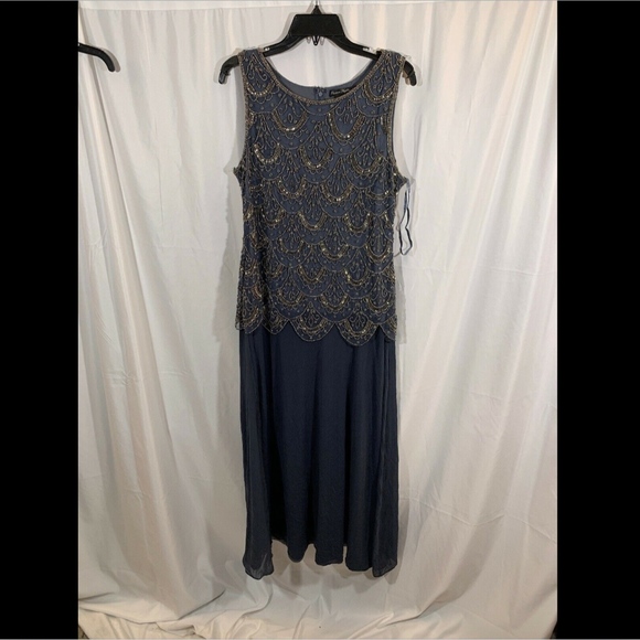 NEW Pisarro Nights Beaded Mock Two-Piece Gown‎ - Picture 5 of 8